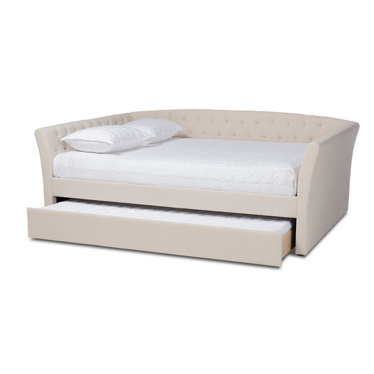 Baxton Studio - Delora Full Size Daybed with Trundle in Beige - CF9044-Beige-Daybed-F/T view 2