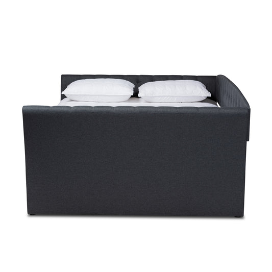 Baxton Studio - Delora Queen Size Daybed in Dark Grey - CF9044-B-Charcoal-Daybed-Q view 2