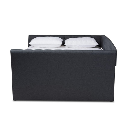 Baxton Studio - Delora Queen Size Daybed in Dark Grey - CF9044-B-Charcoal-Daybed-Q view 2