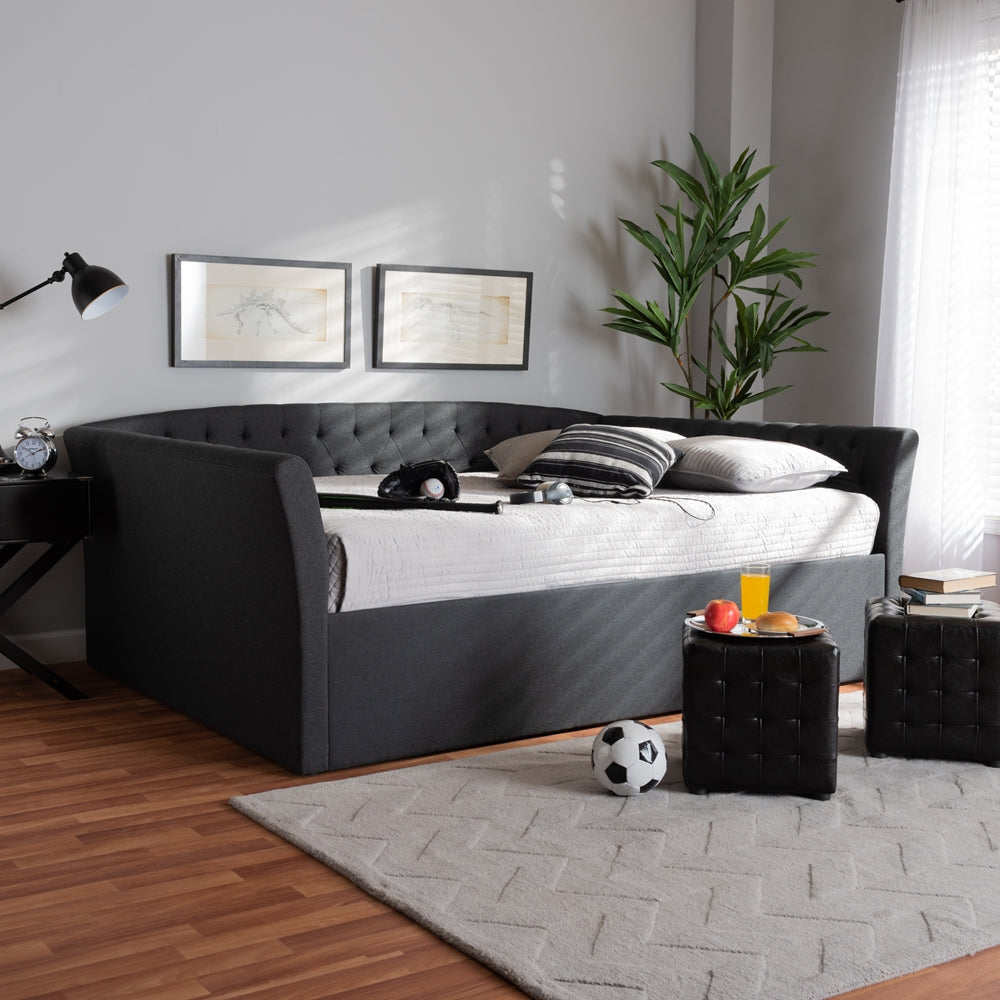 Baxton Studio - Delora Queen Size Daybed in Dark Grey - CF9044-B-Charcoal-Daybed-Q view 6