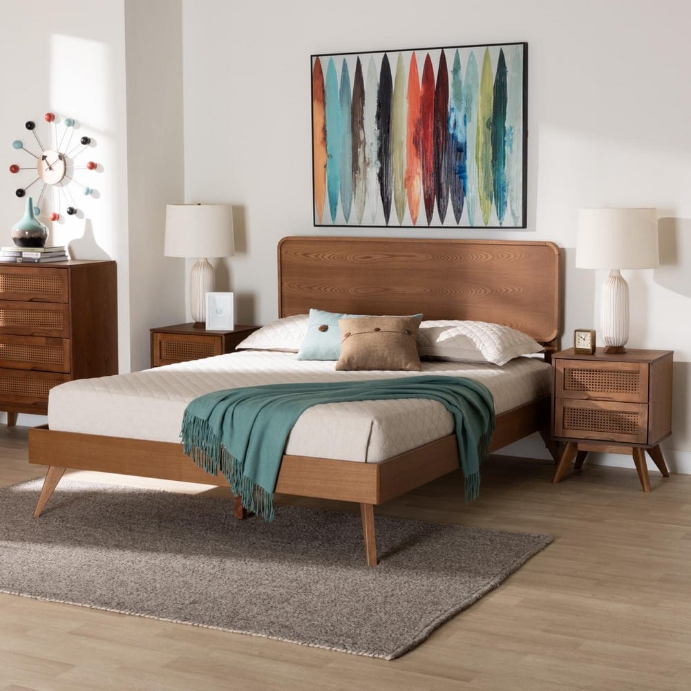 Baxton Studio - Demeter King Bedroom Set in Walnut Brown - Demeter-Ash Walnut-King 3PC Bedroom Set view 11