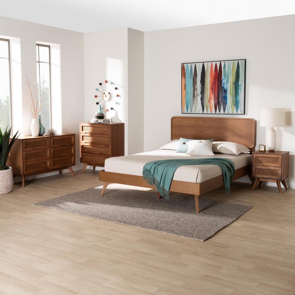Baxton Studio - Demeter Queen Bedroom Set in Walnut Brown - Demeter-Ash Walnut-Queen 4PC Bedroom Set view 12