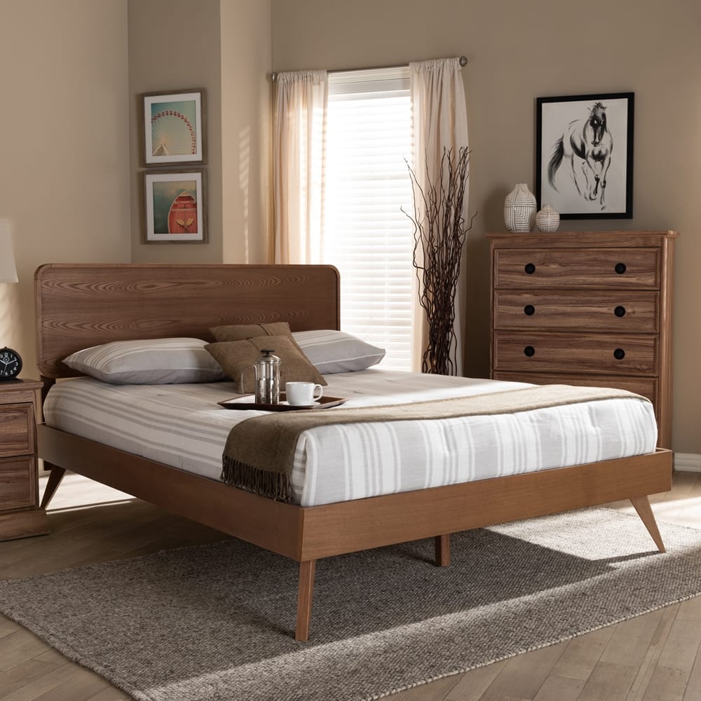 Baxton Studio - Demeter Queen Size Bed in Ash Walnut - Demeter-Ash Walnut-Queen view 7