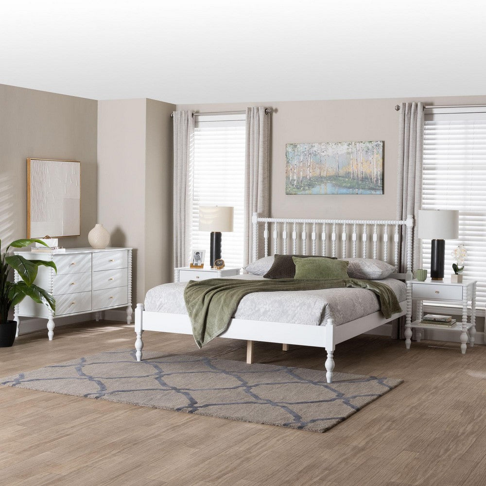 Baxton Studio - Denita Queen Bedroom Set in White - Alaba-4PC Bedroom Set-White-Queen-2NS view 11