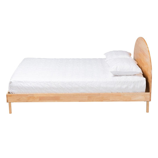 Baxton Studio - Denton Queen Size Bed in Natural Brown - BBT61137-A2 Natural Wood-Queen Bed view 2