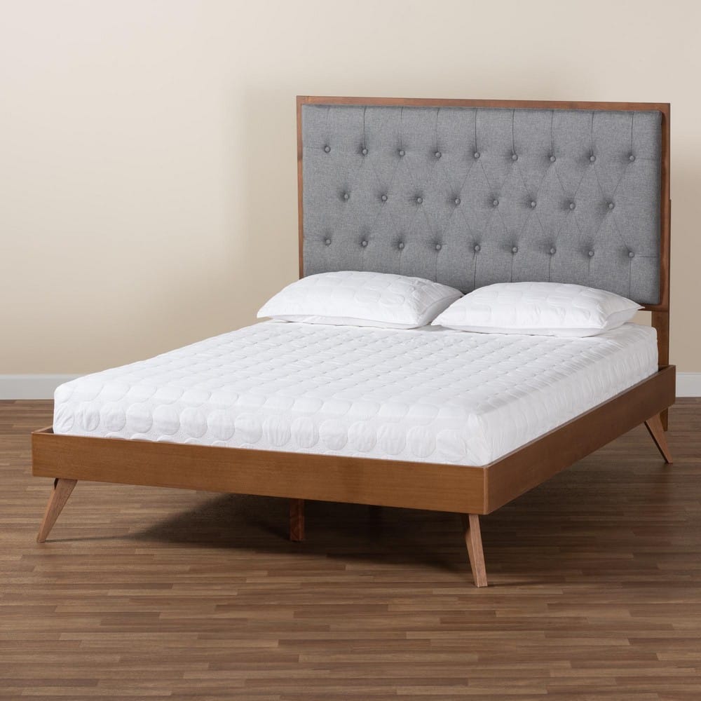 Baxton Studio - Dericia King Size Bed in Grey/Walnut Brown - MG9765/9704-King view 8