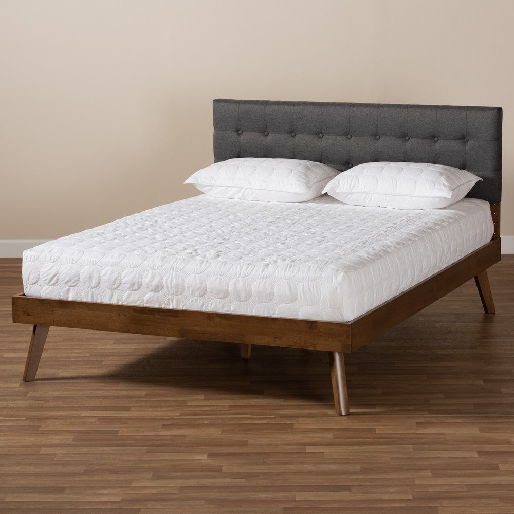 Baxton Studio - Devan Queen Size Bed Frame in Dark Grey/Walnut - SW8168-Dark Grey/Walnut-M17-Queen view 7
