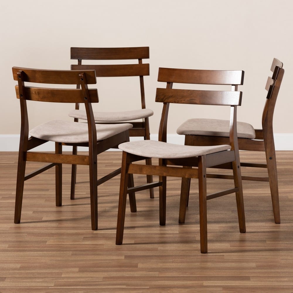 Baxton Studio - Devlin Set of 4 Dining Chairs in Light Beige/Walnut - Delvin-Latte/Walnut-DC view 5