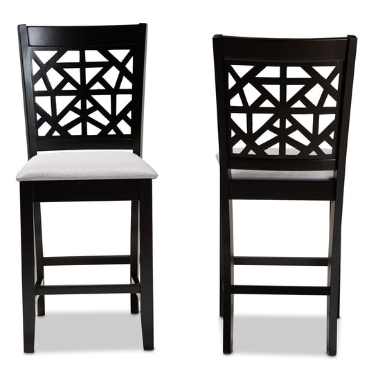 Baxton Studio - Devon Set of 2 Pub Stools in Grey/Espresso Brown - RH310P-Grey/Dark Brown-PC view 2