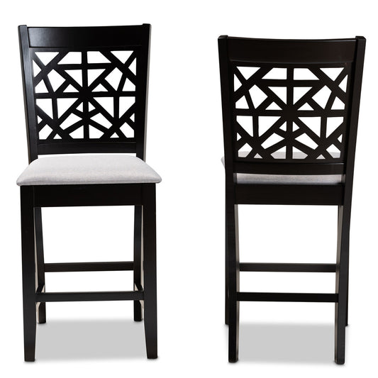 Baxton Studio - Devon Set of 2 Pub Stools in Grey/Espresso Brown - RH310P-Grey/Dark Brown-PC view 2