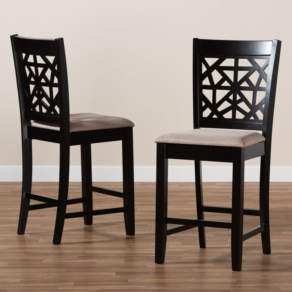 Baxton Studio - Devon Set of 2 Pub Stools in Sand/Espresso Brown - RH310P-Sand/Dark Brown-PC view 7