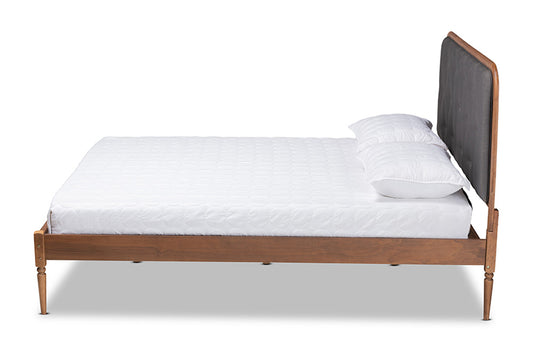 Baxton Studio - Diantha Full Size Bed - MG0061-Dark Grey/Walnut-Full view 2