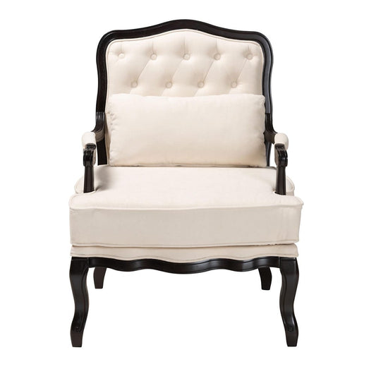 Baxton Studio - Dion Chair in Cream/Wenge Brown - BBT5470.12 A1-Cream/Wenge-Chair view 2
