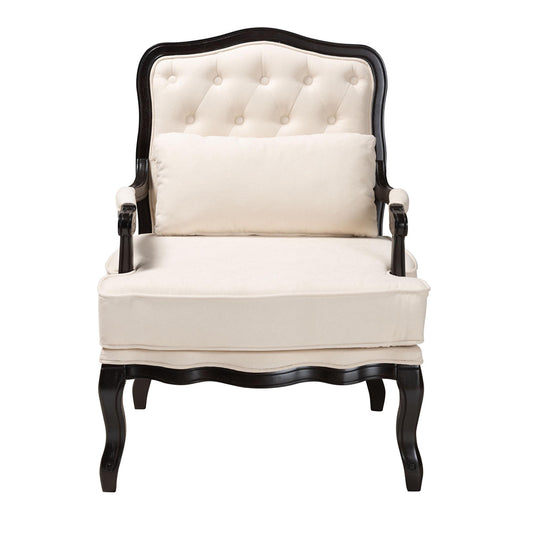 Baxton Studio - Dion Chair in Cream/Wenge Brown - BBT5470.12 A1-Cream/Wenge-Chair view 2