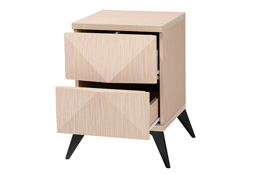 Baxton Studio - Draper Nightstand - KBL2334-Natural/Black-2DW-Nightstand view 2