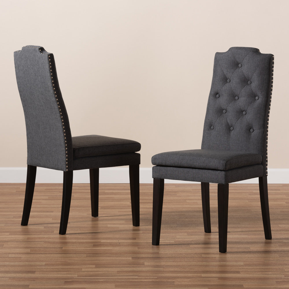 Baxton Studio - Dylin Set of 2 Dining Chairs in Charcoal - BBT5158.11-Dark Grey-CC view 6