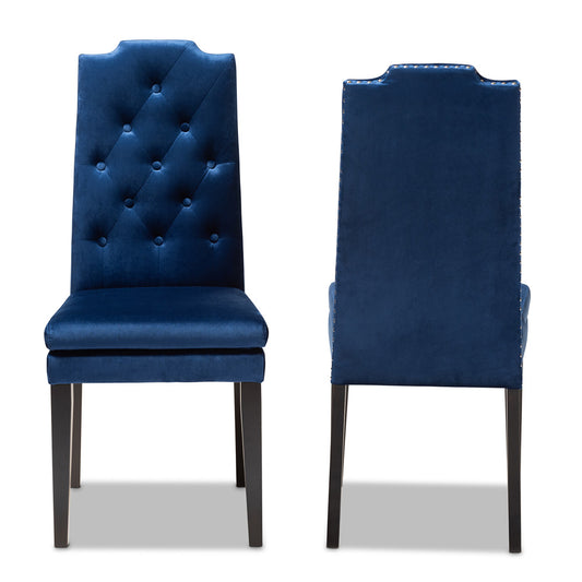 Baxton Studio - Dylin Set of 2 Dining Chairs in Navy Blue - BBT5158-Navy Blue-DC view 2