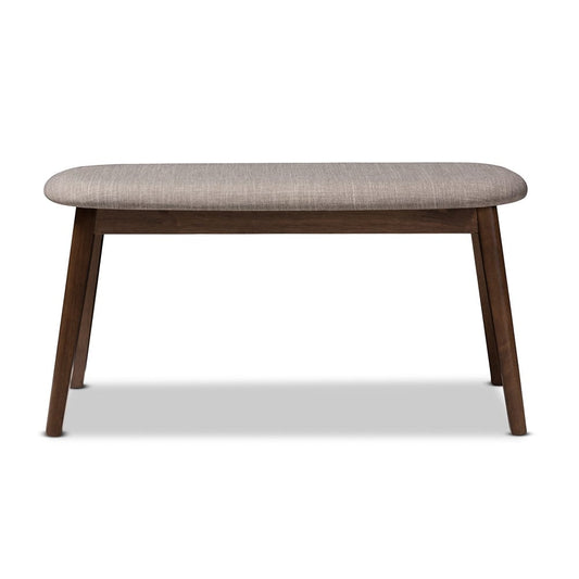 Baxton Studio - Easton Dining Bench in Light Grey/Walnut Brown - Easton Bench-Light Grey view 2