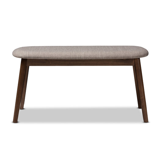 Baxton Studio - Easton Dining Bench in Light Grey/Walnut Brown - Easton Bench-Light Grey view 2