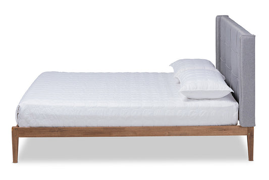 Baxton Studio - Edmond Full Size Bed - MG0019-Grey/Ash Walnut-Full view 2