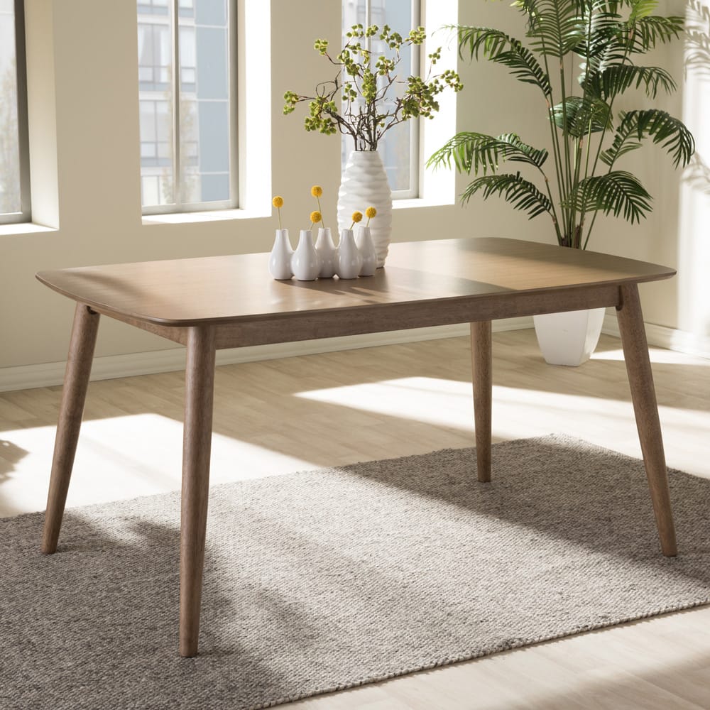 Baxton Studio - Edna Dining Table in "Oak" Light Brown - Flora-French Oak-DT view 6