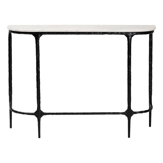 Baxton Studio - Edsel Console Table in Marble White/Black - FUR6899-Marble Top Hammered-Console Table view 2