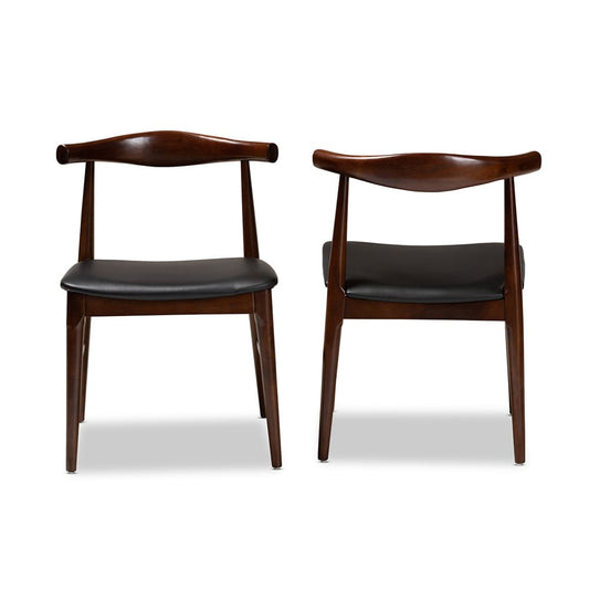 Baxton Studio - Eira Set of 2 Dining Chairs in Black/Walnut - Elbow-Black/Walnut-DC view 2