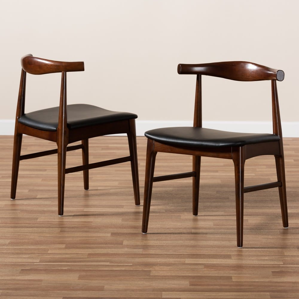 Baxton Studio - Eira Set of 2 Dining Chairs in Black/Walnut - Elbow-Black/Walnut-DC view 7
