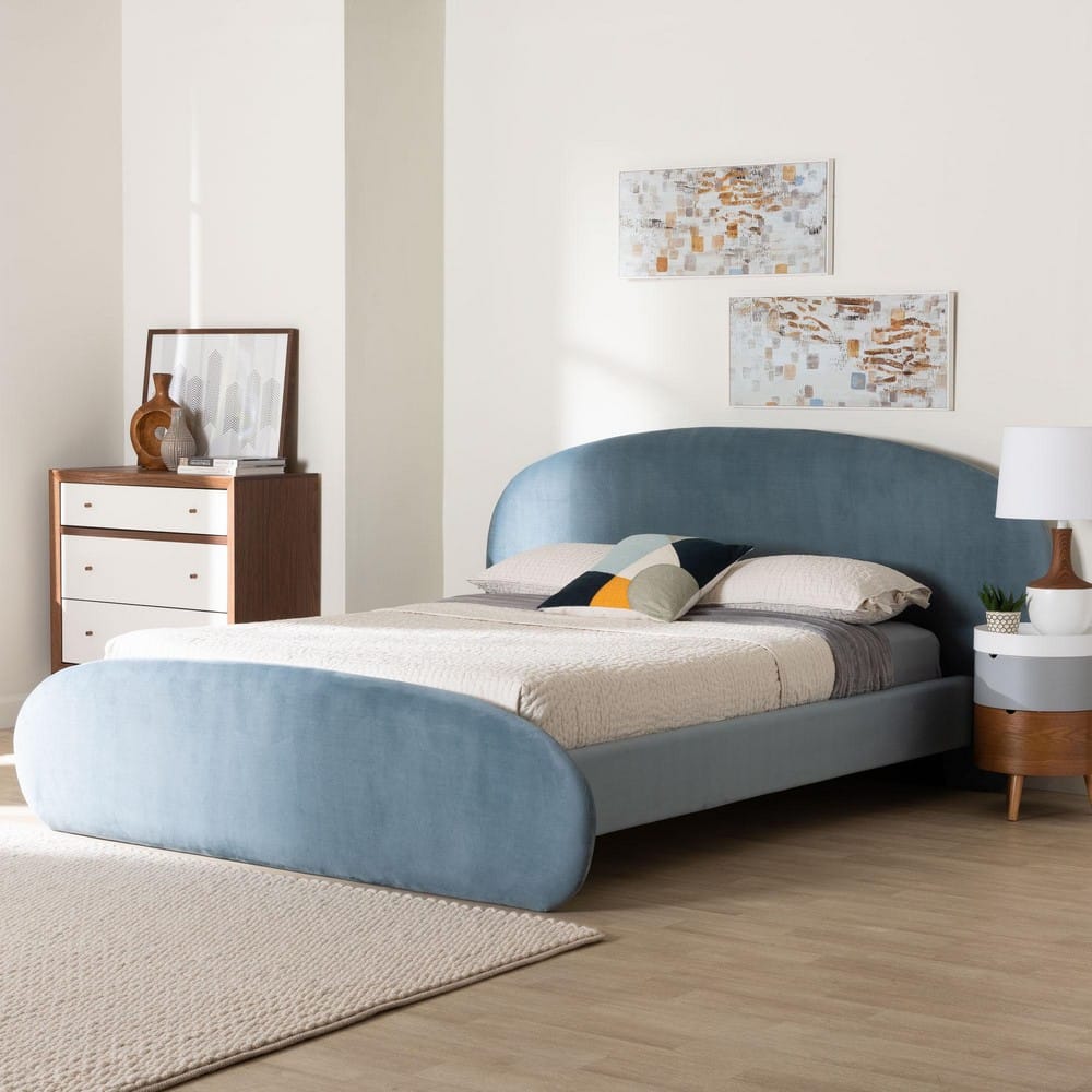 Baxton Studio - Ekram Queen Size Bed in Light Blue - BBT61382-Light Blue 57-Queen view 7