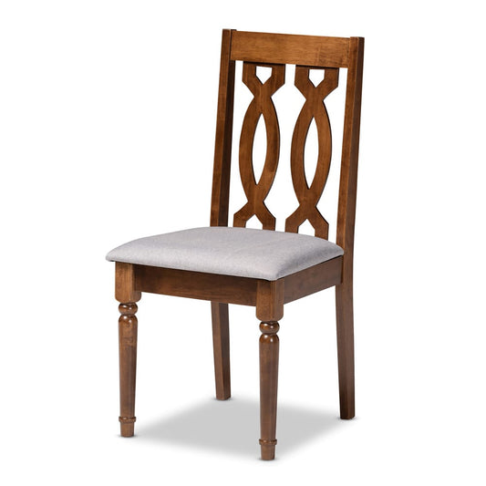 Baxton Studio - Elaine Dining Set in Grey/walnut brown - Elaine-Grey/Walnut-5PC Dining Set view 2
