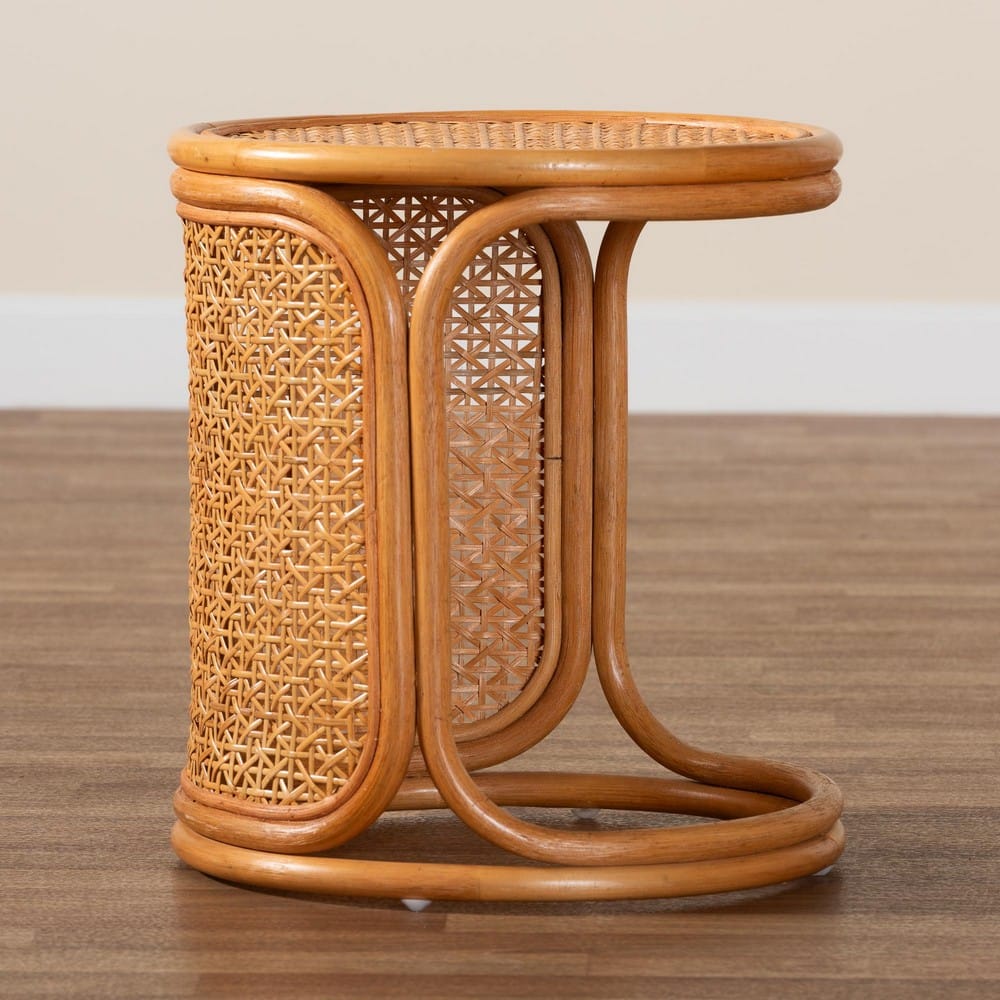Baxton Studio - Eldon End Table in Light Honey - Eldon-Light Honey Rattan-Small-ET view 7