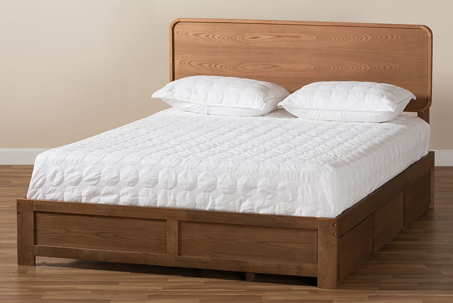 Baxton Studio - Eleni Queen Size Bed in Ash Walnut - Eleni-Ash Walnut-Queen view 10