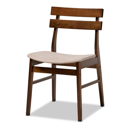 Baxton Studio - Eleri Dining Set in Light Beige/Walnut - Delvin/Fiesta-Latte/Walnut-5PC Dining Set view 2
