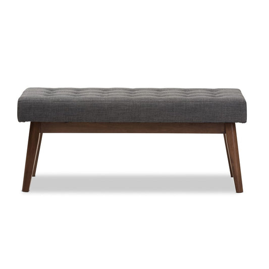 Baxton Studio - Elia Bench in Dark Grey/"Walnut" Brown - WM1622-BE-Dark Grey/Walnut view 2
