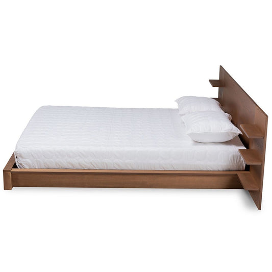 Baxton Studio - Elina Queen Size Bed in Walnut Brown - MG-0051-Ash Walnut-Queen view 2