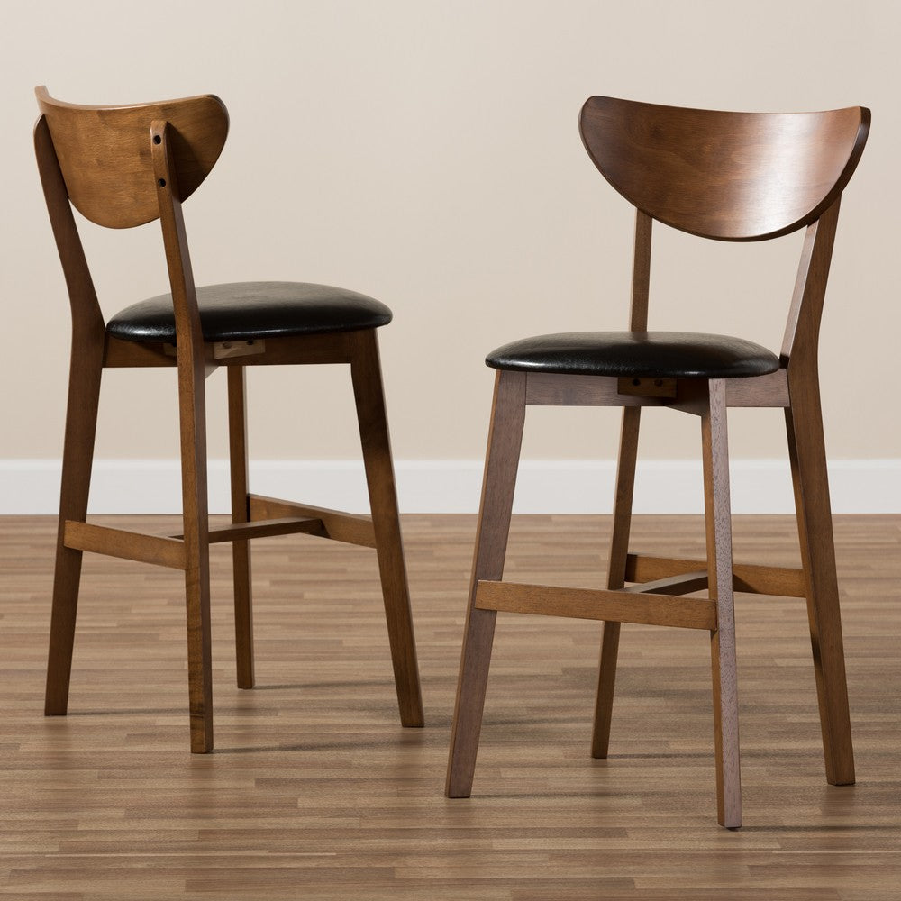 Baxton Studio - Eline Set of 2 Counter Stools in Black/Walnut Brown - Leena-Black/Walnut-Counter Stool view 7