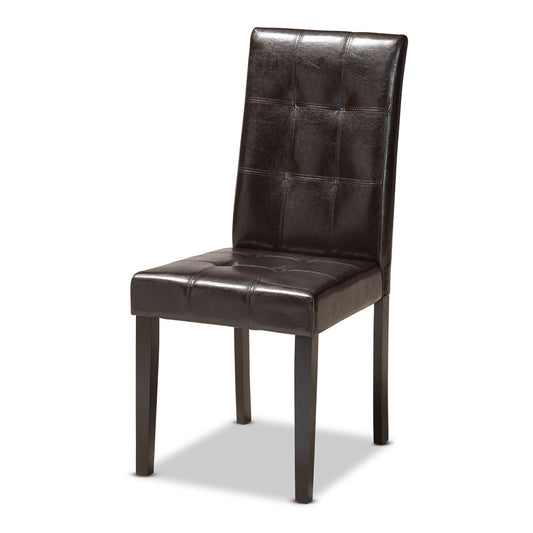 Baxton Studio - Elira Dining Set in Dark Brown - Elira-Dark Brown-5PC Dining Set view 2