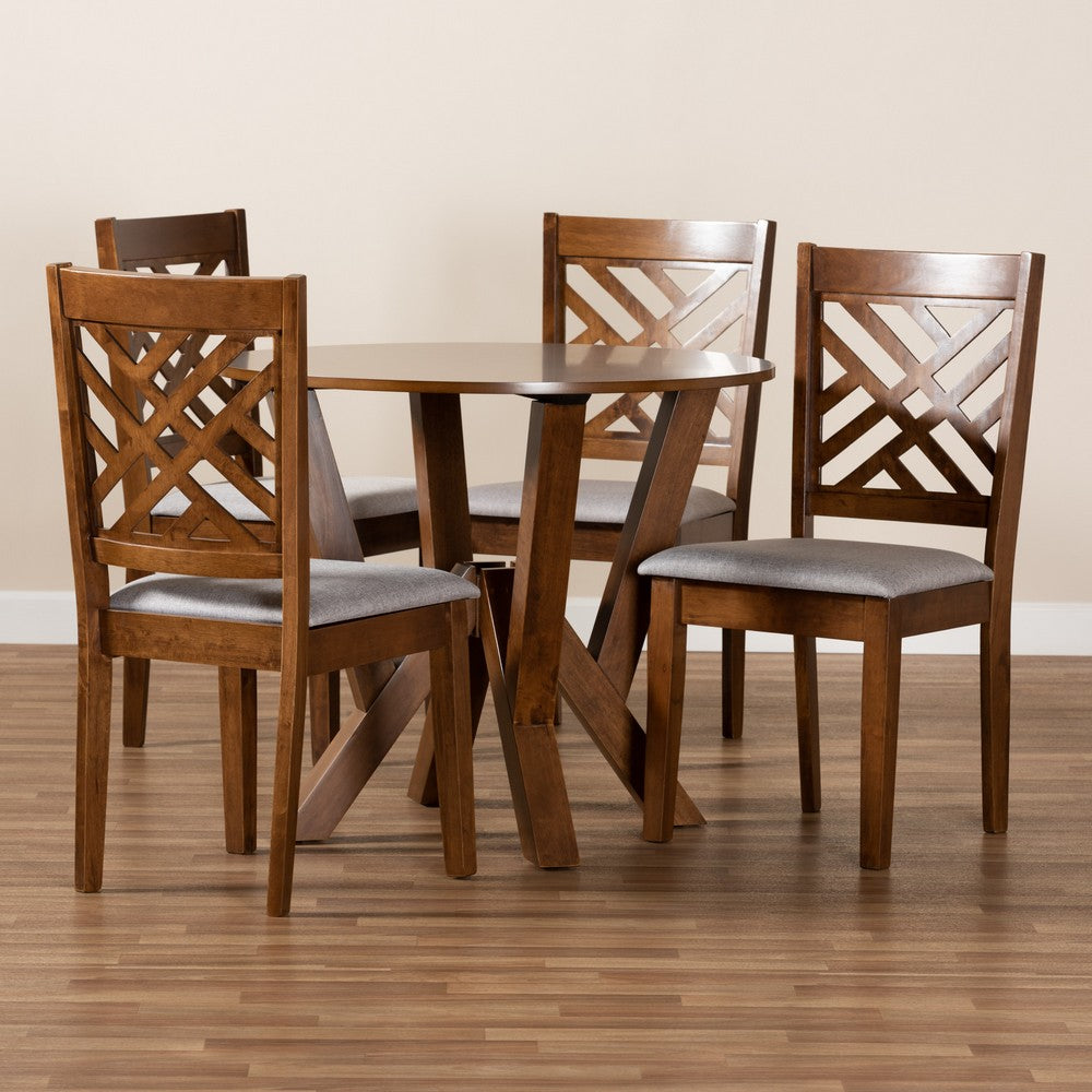 Baxton Studio - Elise Dining Set in Grey/Walnut - Elise-Grey/Walnut-5PC Dining Set view 8