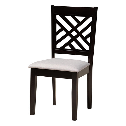 Baxton Studio - Elise Dining Set in Light Grey/Dark Brown - Lydie-Grey/Dark Brown-5PC Dining Set view 2