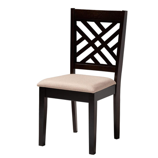 Baxton Studio - Elise Dining Set in Sand/Dark Brown - Lydie-Sand/Dark Brown-5PC Dining Set view 2