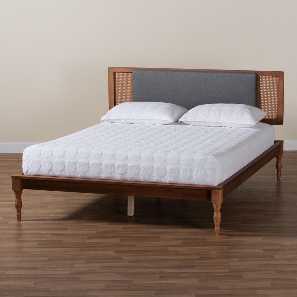 Baxton Studio - Eliseo King Size Bed in Dark Grey/Walnut Brown - MG0005-Rattan-King view 8