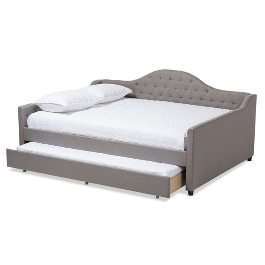 Baxton Studio - Eliza Queen Size Daybed with Trundle in Grey - CF8940-Grey-Daybed-Q/T view 2