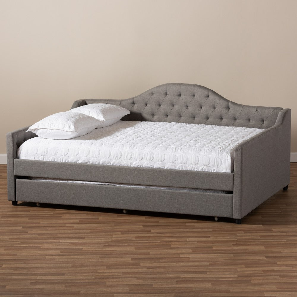 Baxton Studio - Eliza Queen Size Daybed with Trundle in Grey - CF8940-Grey-Daybed-Q/T view 9