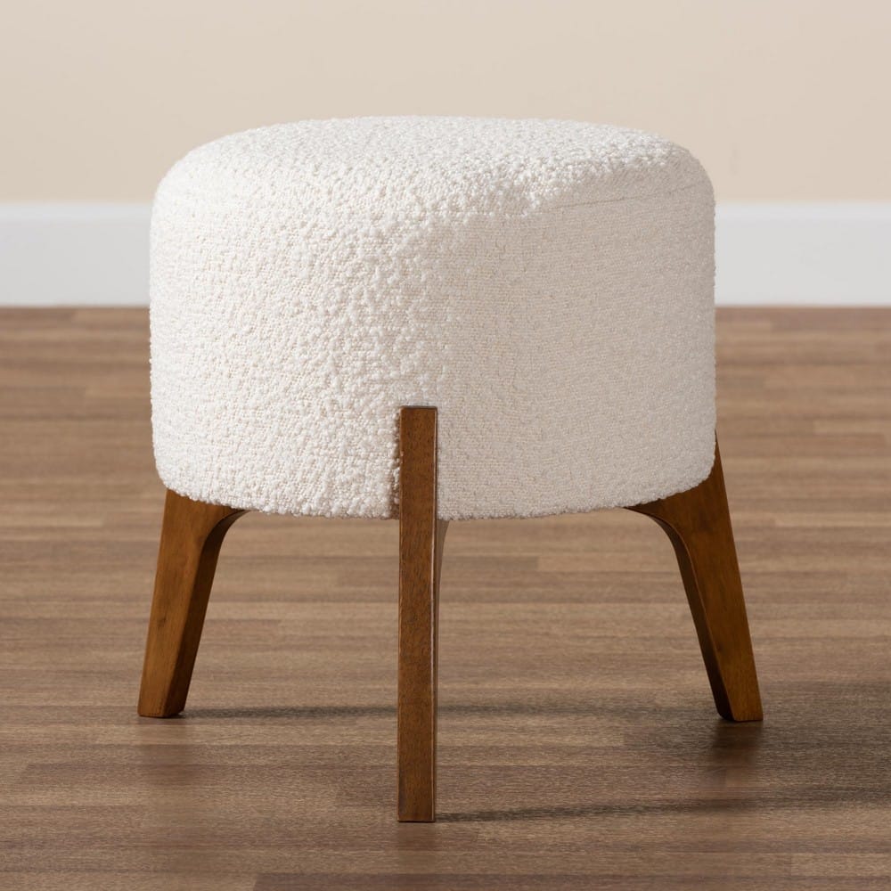 Baxton Studio - Elkie Footstool in Cream/Walnut Brown - BBT5474-Maya-Cream/Walnut-Foot Stool view 7