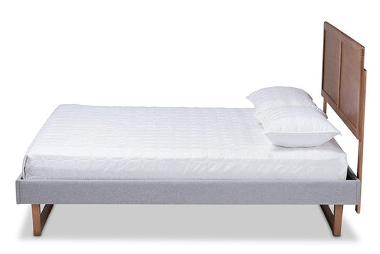 Baxton Studio - Eloise Full Size Bed - Eloise-Light Grey/Ash Walnut-Full view 2