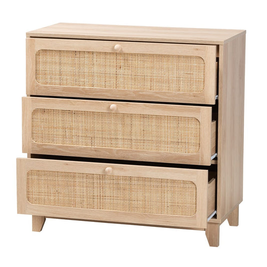 Baxton Studio - Elsbeth Storage Cabinet in Oak Brown/Natural Brown - LC22040703-Rattan-3DW Cabinet view 2