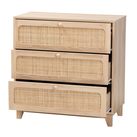 Baxton Studio - Elsbeth Storage Cabinet in Oak Brown/Natural Brown - LC22040703-Rattan-3DW Cabinet view 2