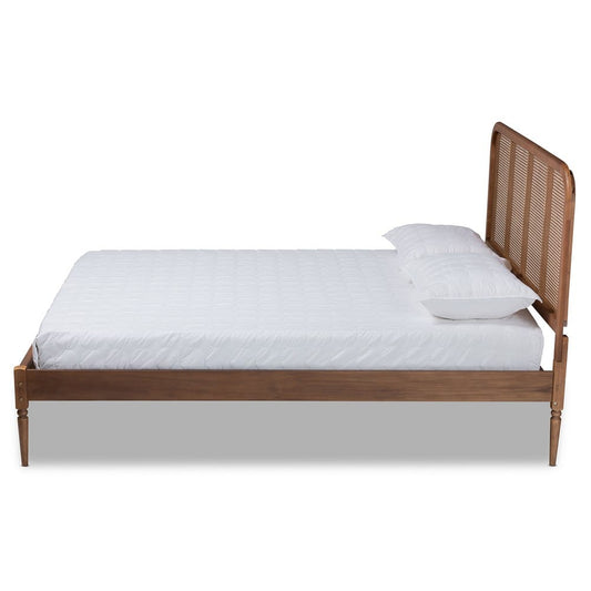 Baxton Studio - Elston Full Size Bed in Brown/ash walnut - MG0056-Rattan/Walnut-Full view 2