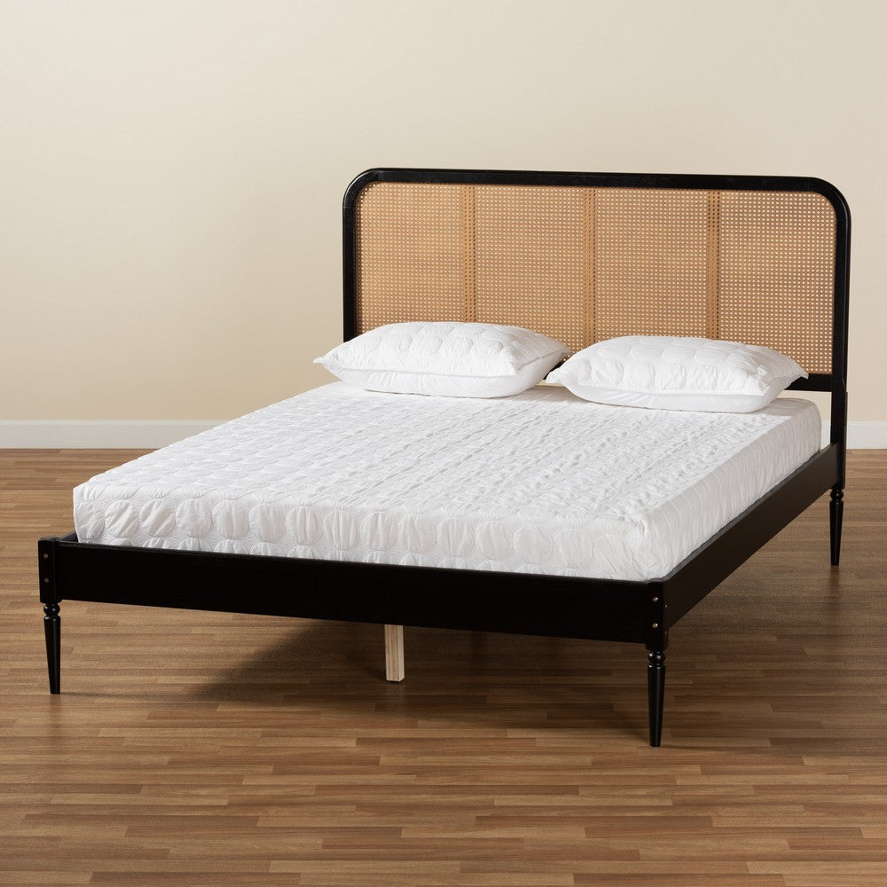 Baxton Studio - Elston Queen Size Bed in Brown/charcoal - MG0056-Walnut Rattan/Black-Queen view 8