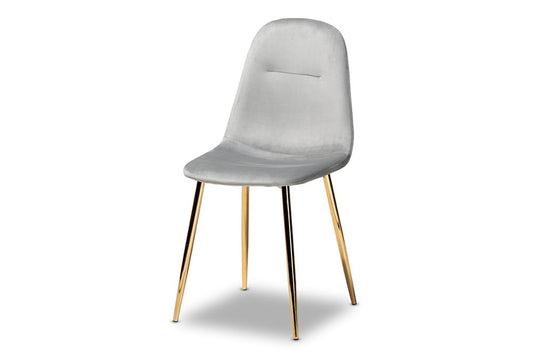 Baxton Studio - Elyse Dining Chair Set of 4 - DC150-Grey Velvet/Gold-DC view 2